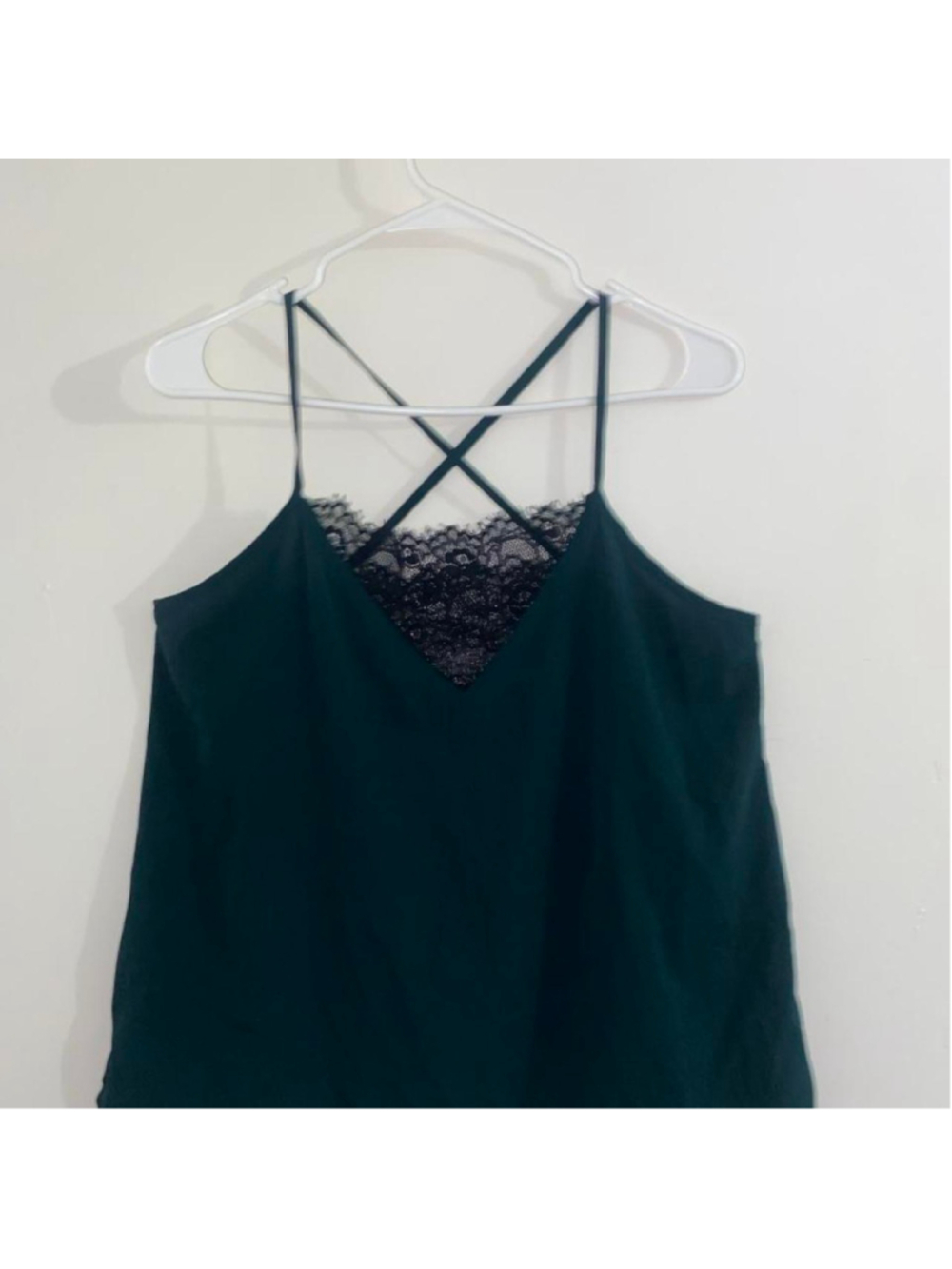 Emerald green lace cami top